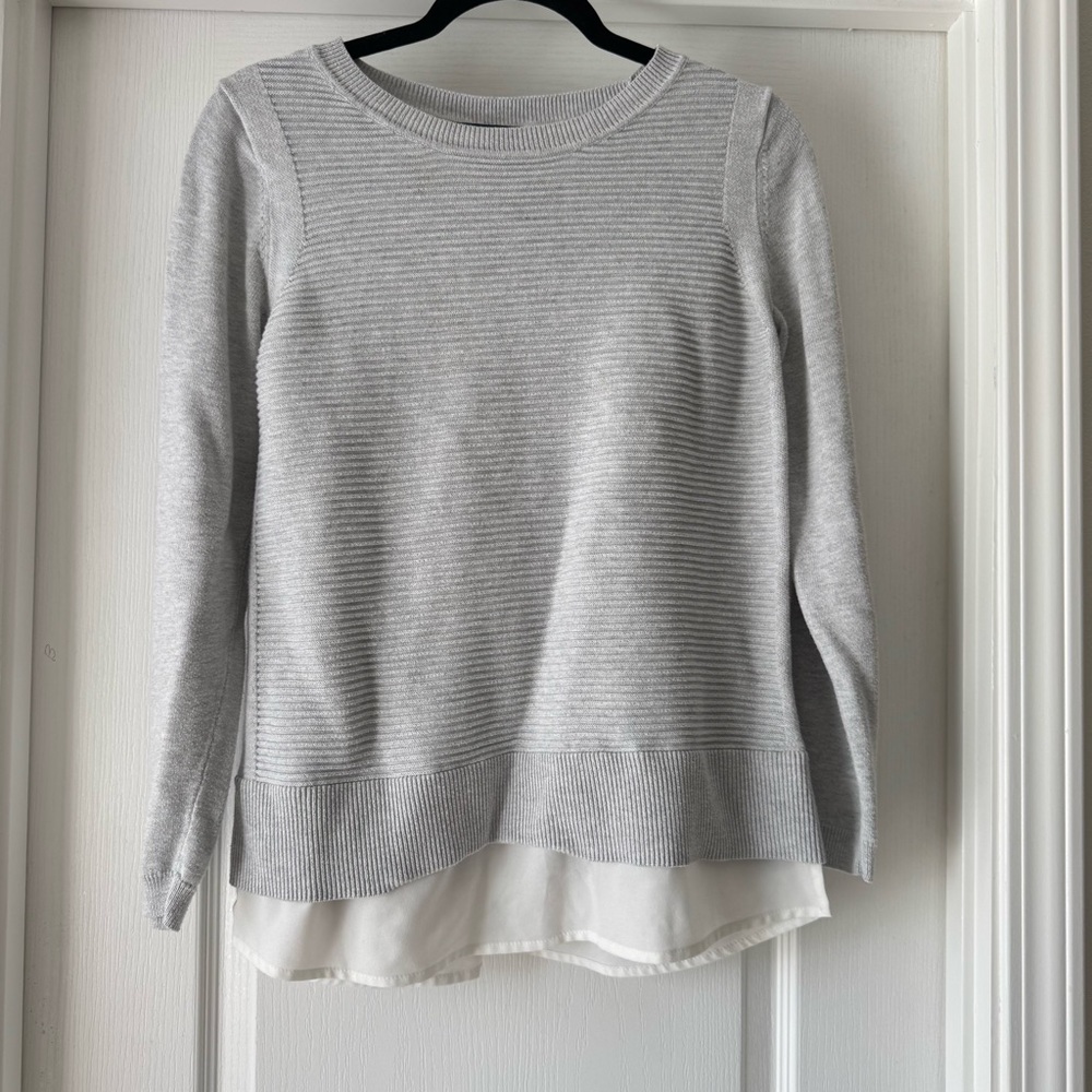 Hilary Radley Gray Layered Hem Sweater – Size M